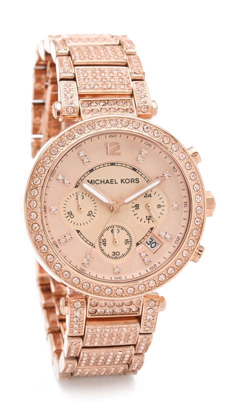 michael kors rose gold glitz chronograph watch|Michael Kors parker rose gold.